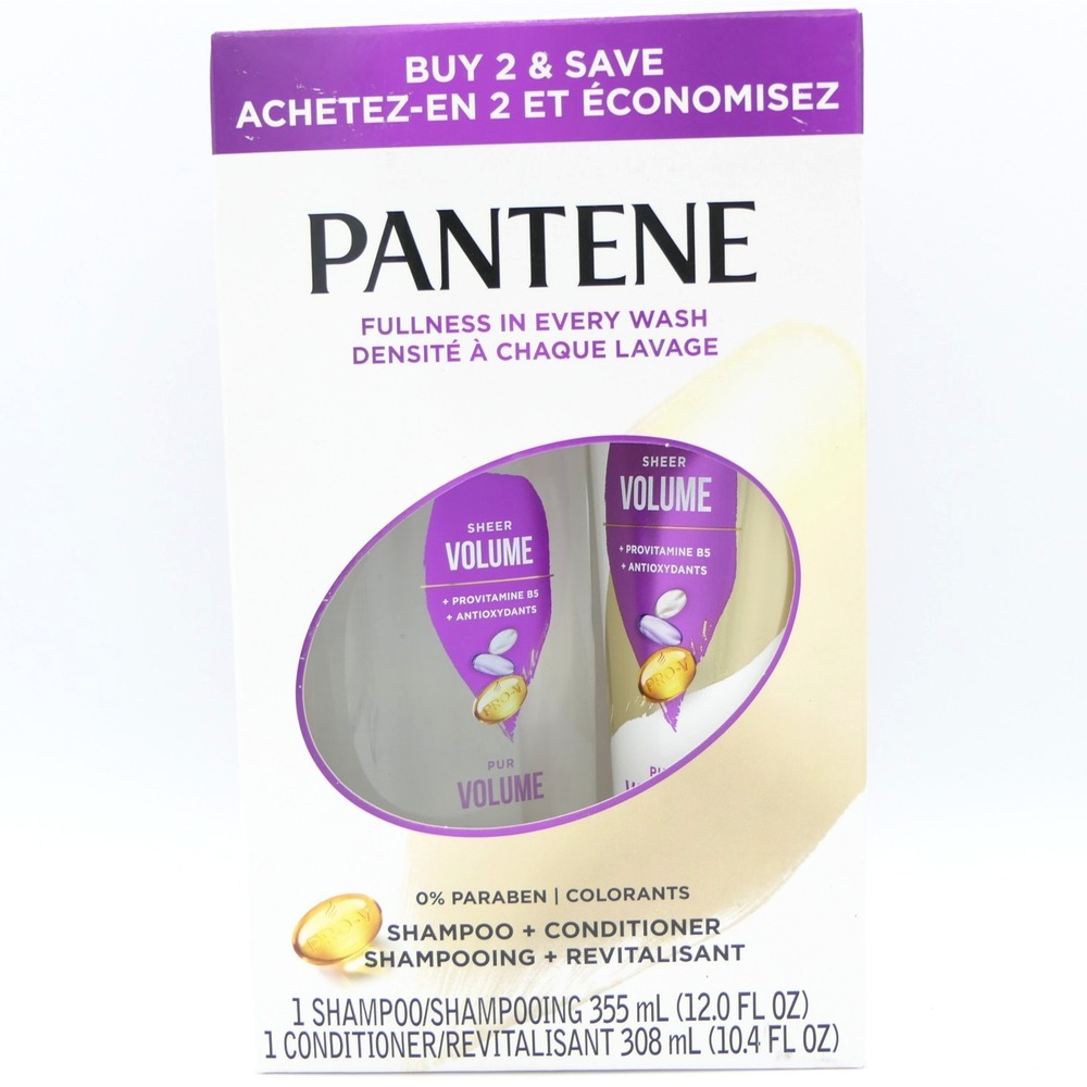 Pantene Pro-V Sheer Volume Shampoo 12oz & Conditioner 10.4oz Set Fine Thin Hair